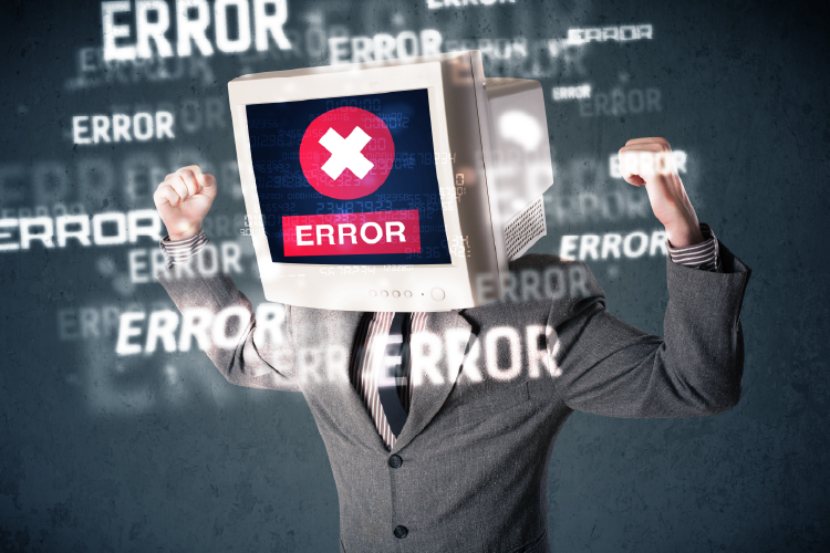 Man with Computer for head with "Error" on the screen